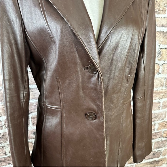 Wilson’s Leather Pelle Studio Brown Genuine Leather Blazer Jacket Women’s Small - Picture 2 of 15